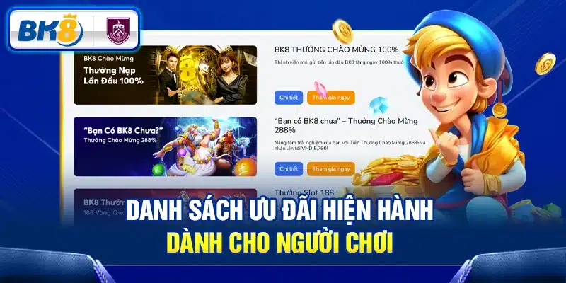 Danh sách ưu đãi hiện hành dành cho người chơi